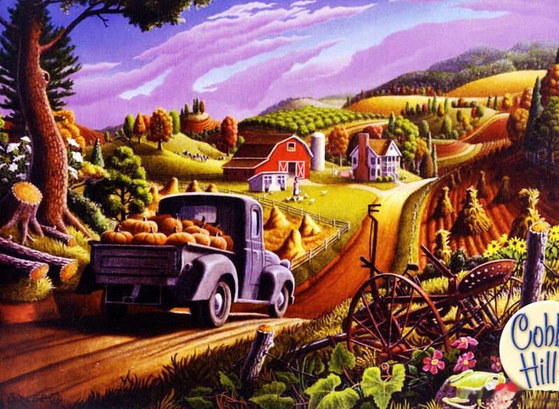 Truck Carrying Pumpkins — Purple