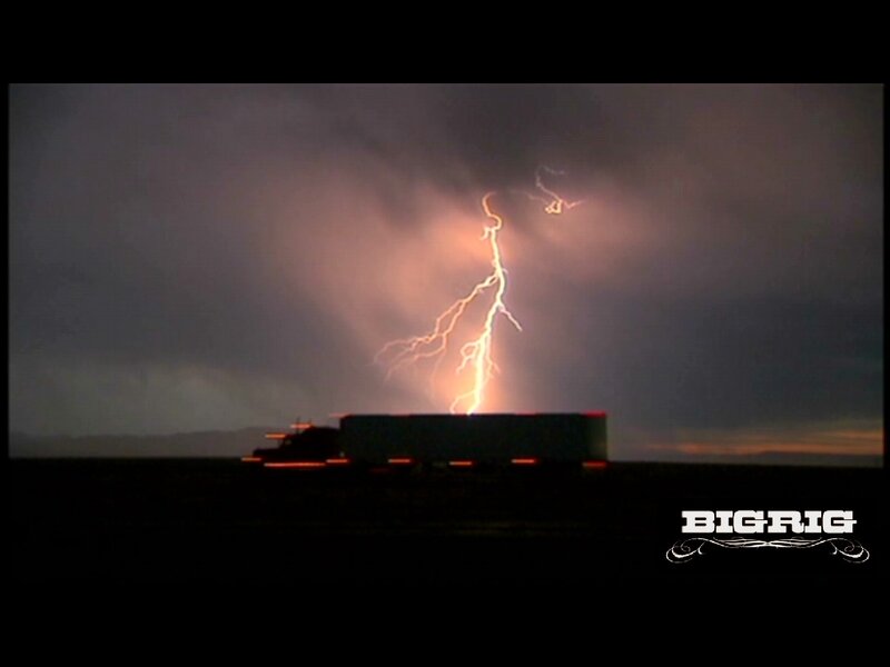 Truck during lightning storm
