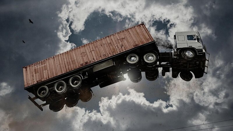 Truck Flying in Sky — Gray