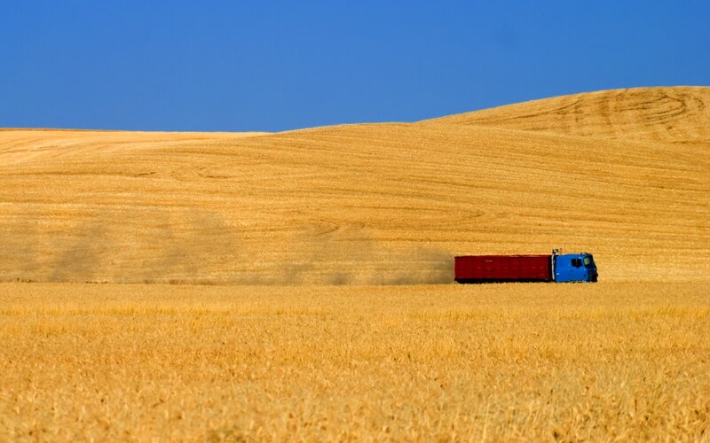 Truck in a golden field