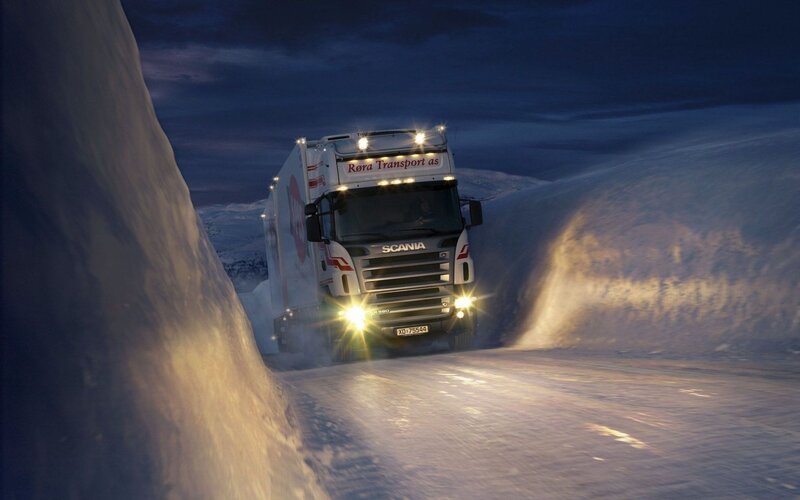 Truck in Snow Tunnel