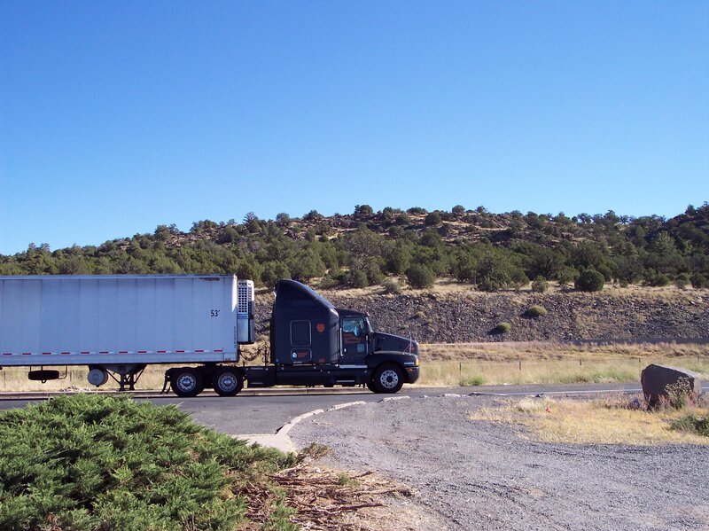 Truck on a desert road