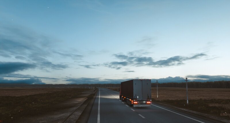 Truck on a Rural Road — Blue