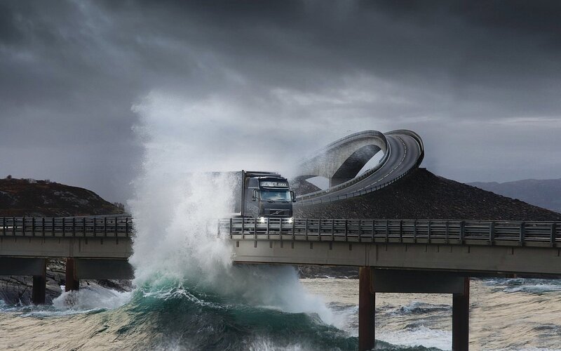 Truck on Bridge — Gray