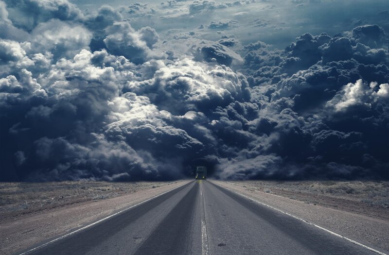 Truck on Desert Road