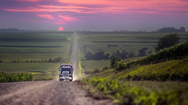 Truck on Dirt Road — Pink