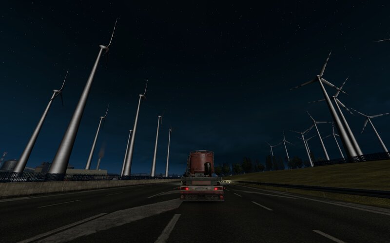 Truck on Highway at Night
