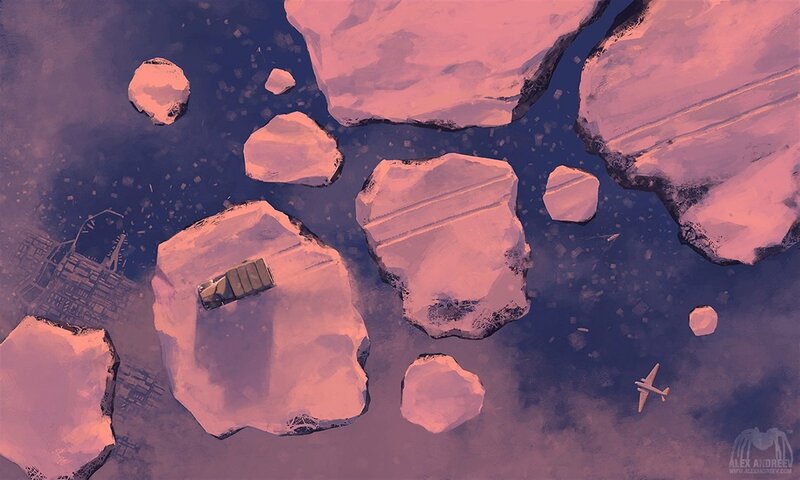 Truck on Ice Floes