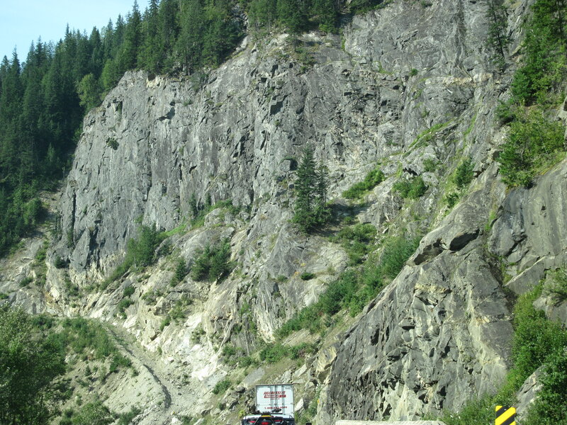 Truck on Mountain Road — Gray, Dramatic