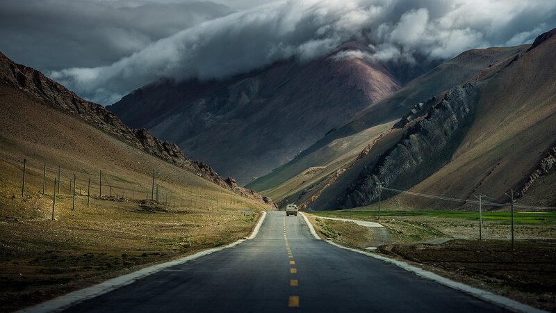 Truck on Mountain Road — Gray