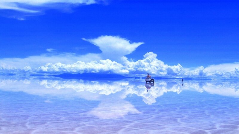 Truck on Salt Flat — Blue, Serene