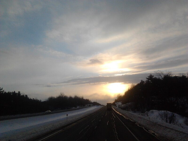 Truck on Snowy Highway — Gray