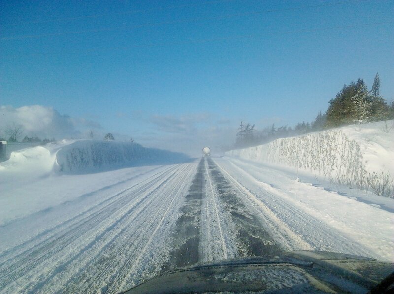 Truck on Snowy Road — Blue, Cold