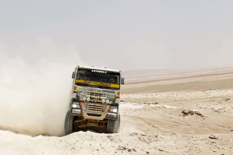 Truck racing in desert