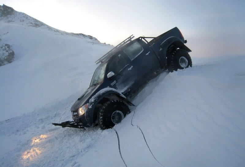truck stuck in snow
