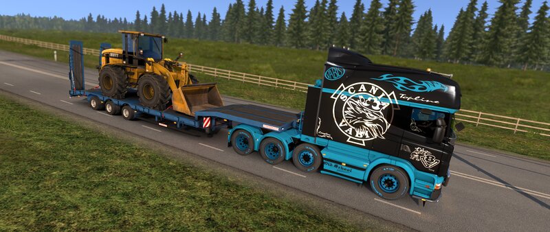 Truck Transporting Bulldozer