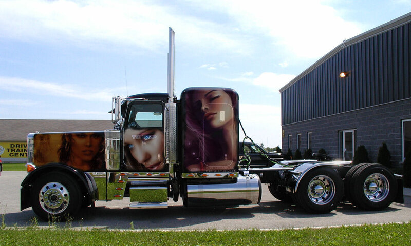 truck with female portraits