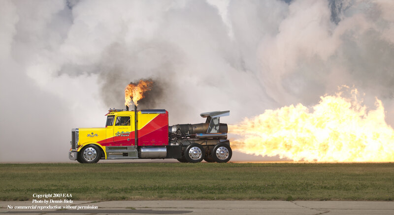 Truck with flames and smoke