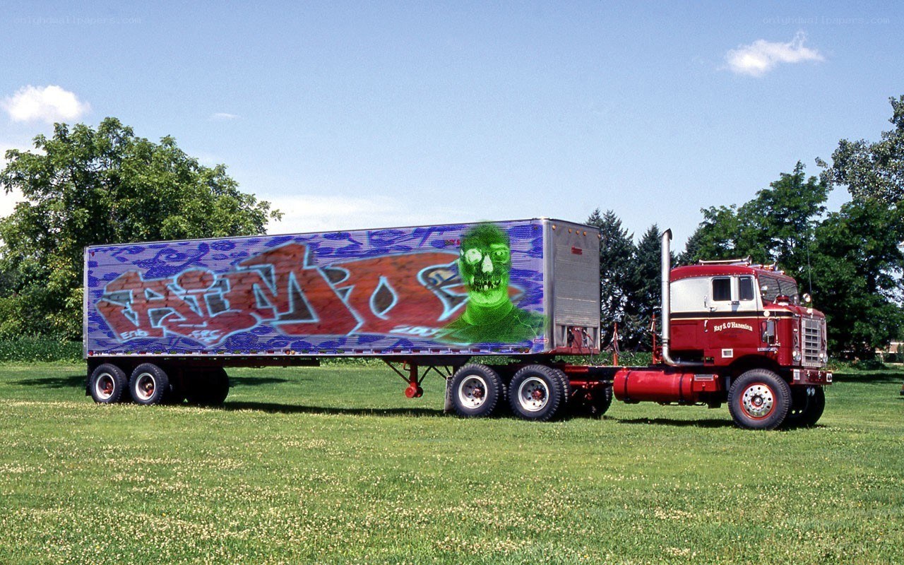 Truck with graffiti art