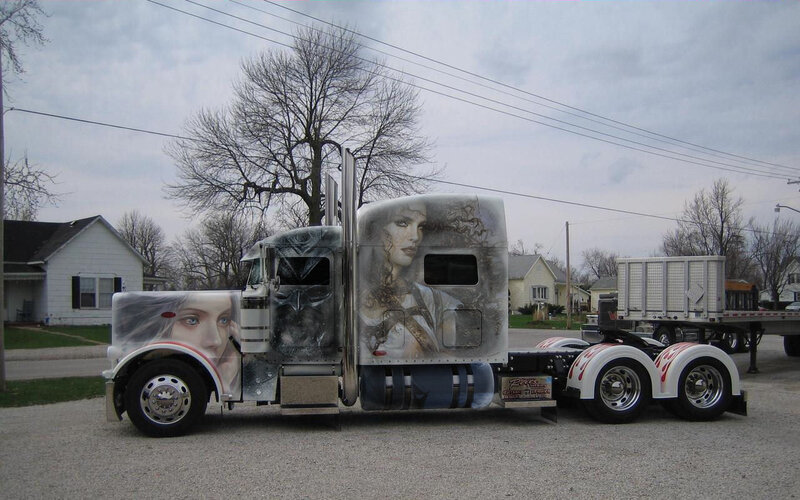 truck with painted woman