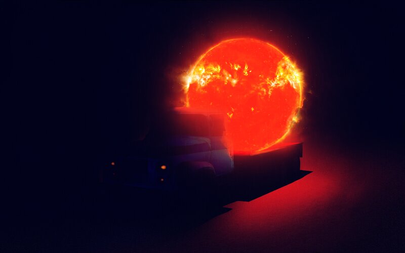 Truck with Sun Behind