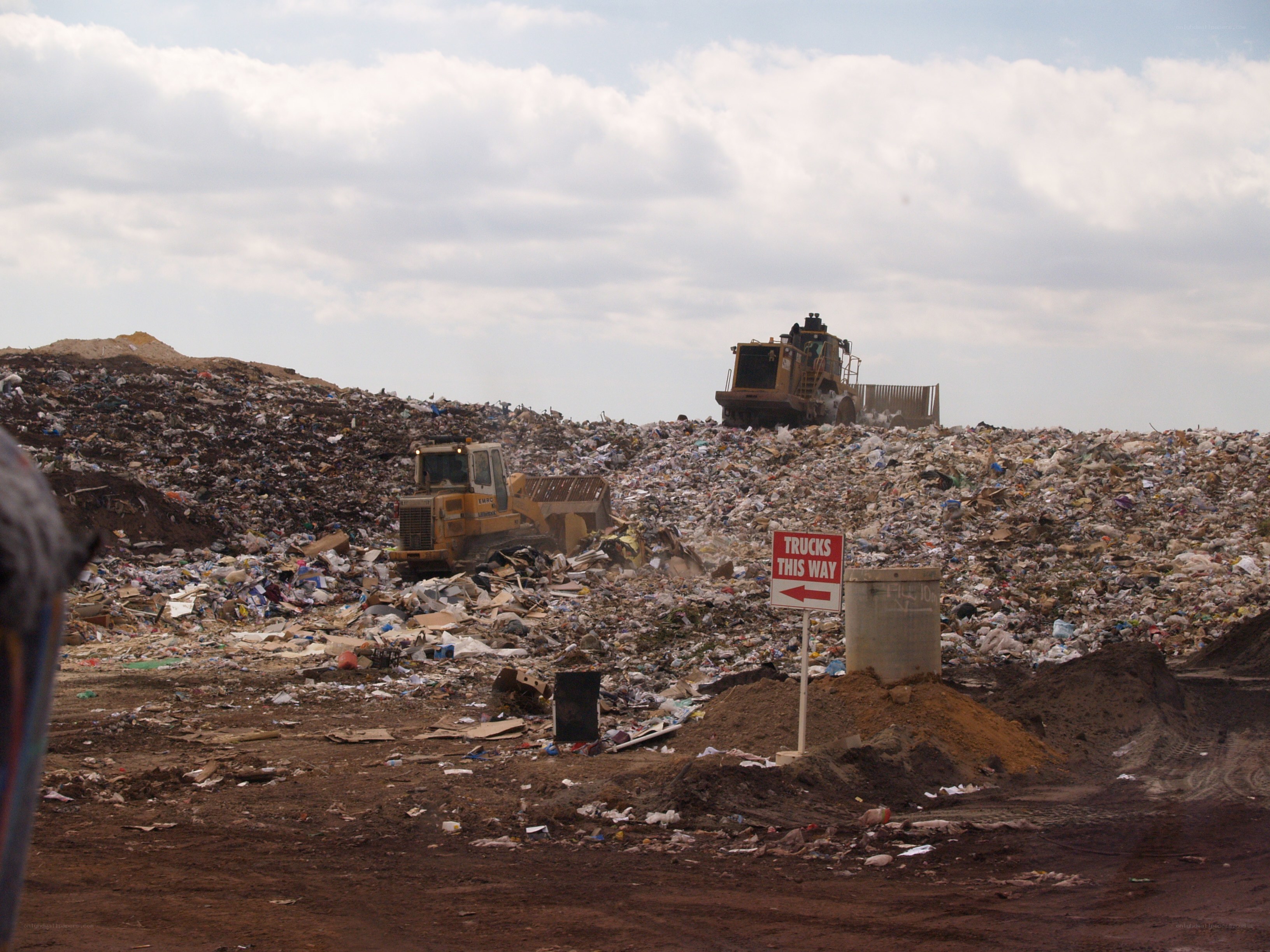 Trucks at a landfill site
