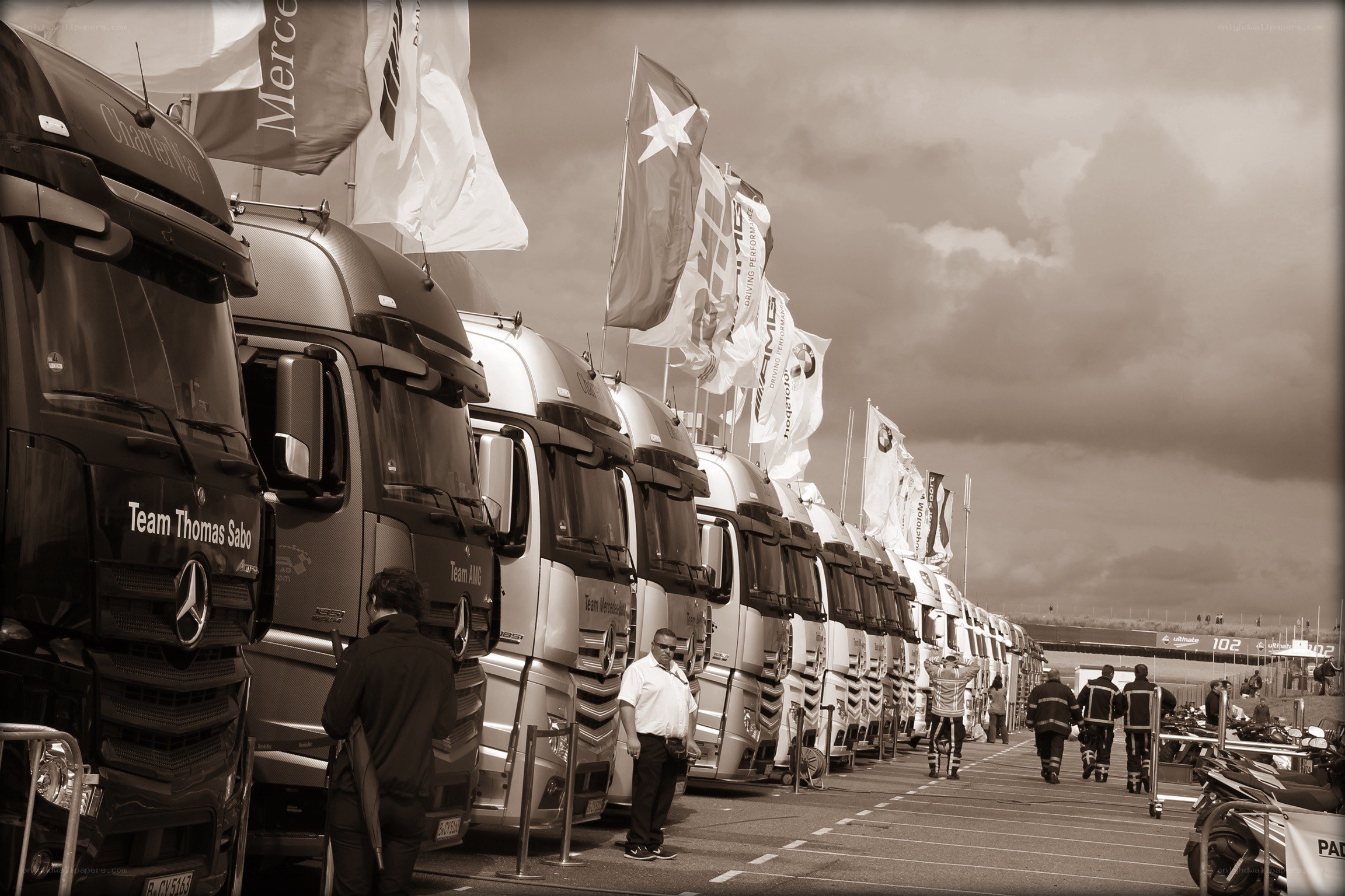 Trucks at a race event
