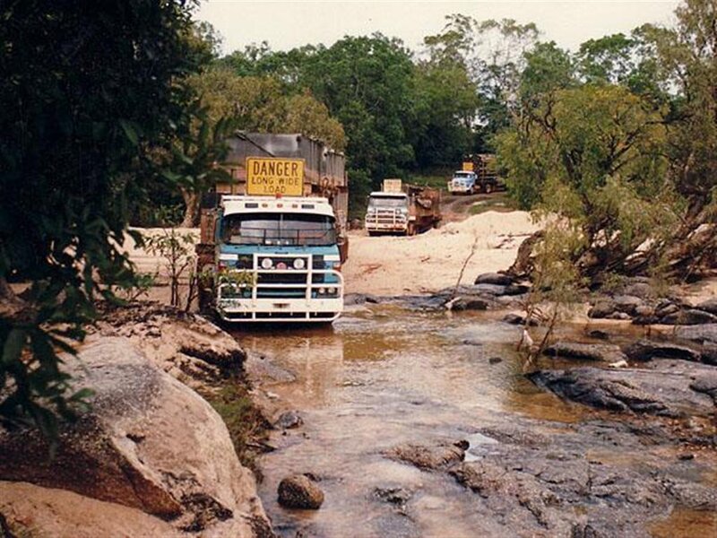 Trucks Crossing River