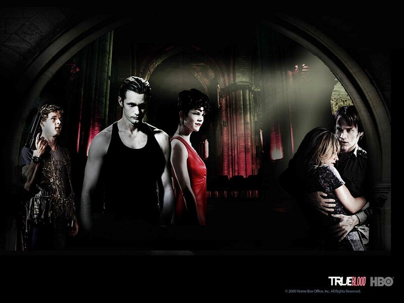 True Blood cast in dark hall