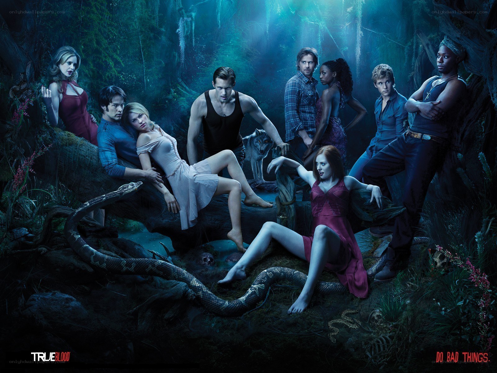 True Blood cast in forest