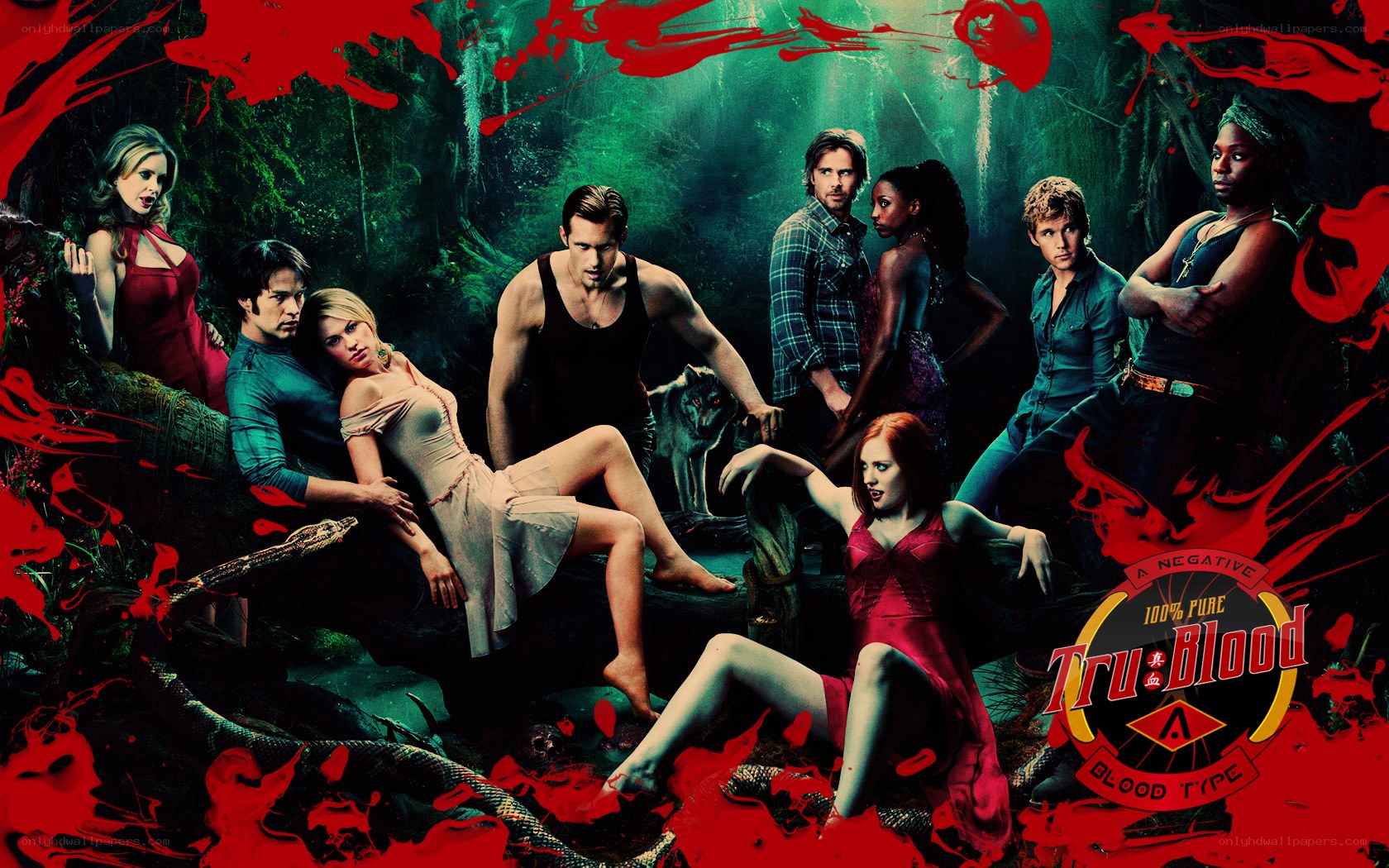True Blood cast in forest