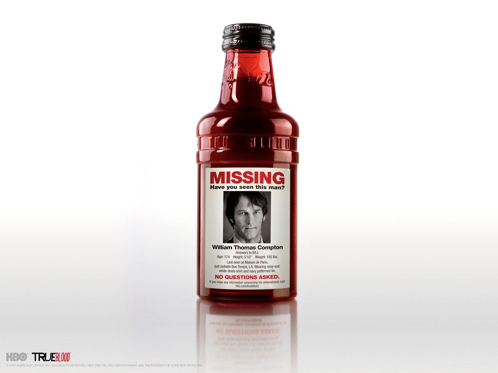 True Blood missing person bottle
