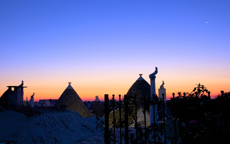 Trulli Houses at Dusk — Blue