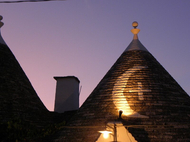 Trulli roofs at dusk