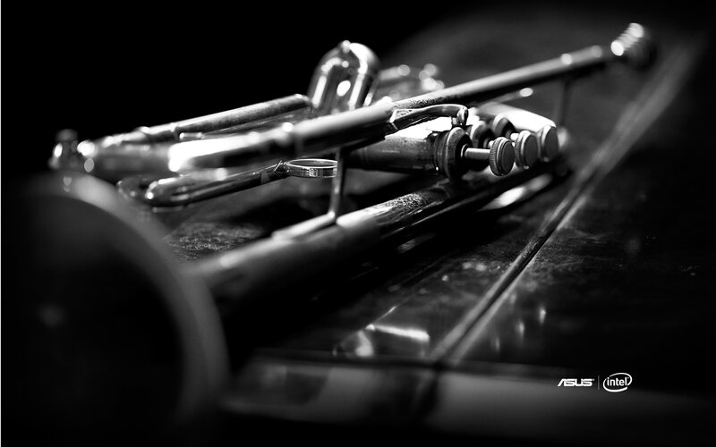 Trumpet on a piano