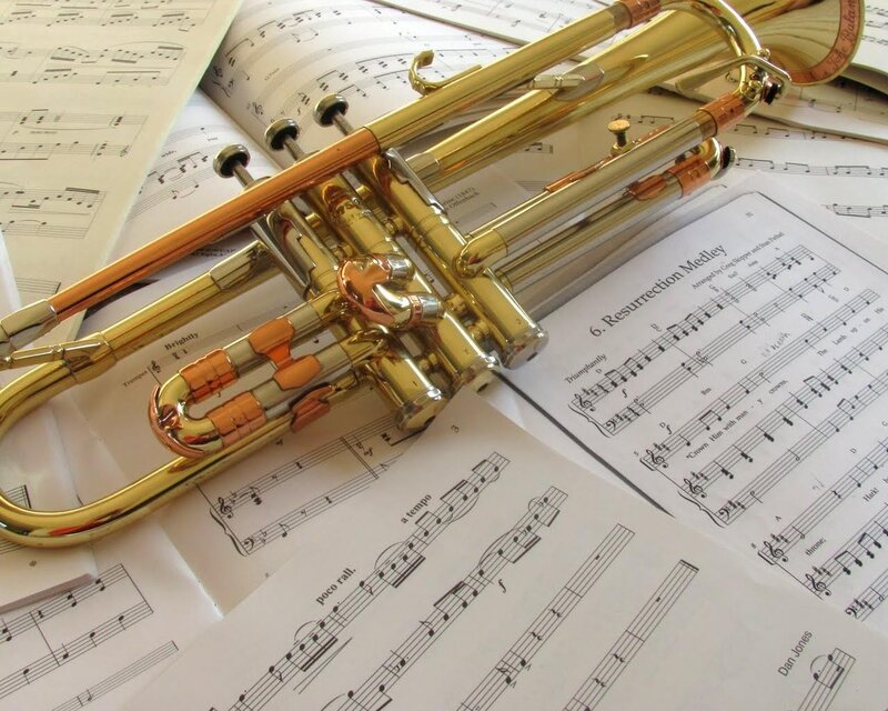 Trumpet on sheet music