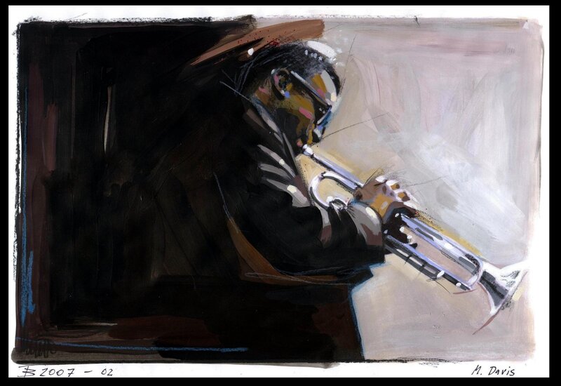 Trumpet player in dark suit