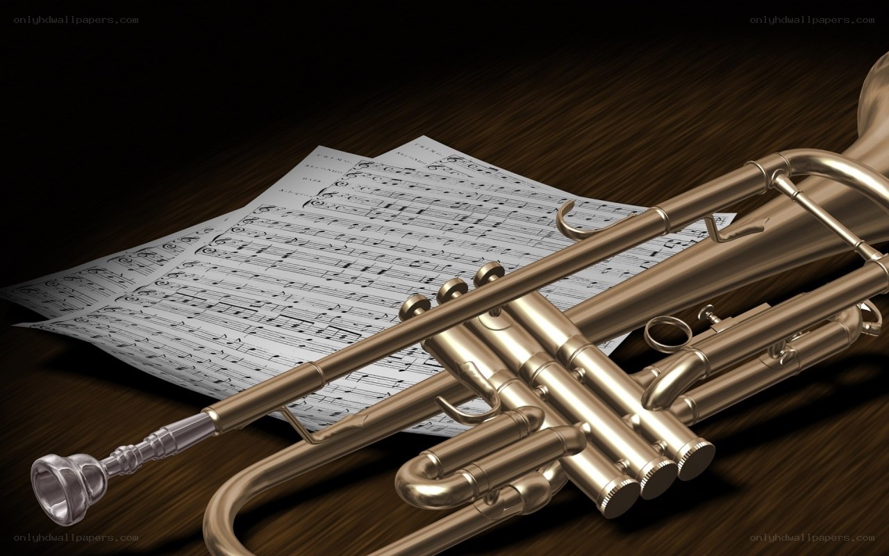 Trumpet with sheet music