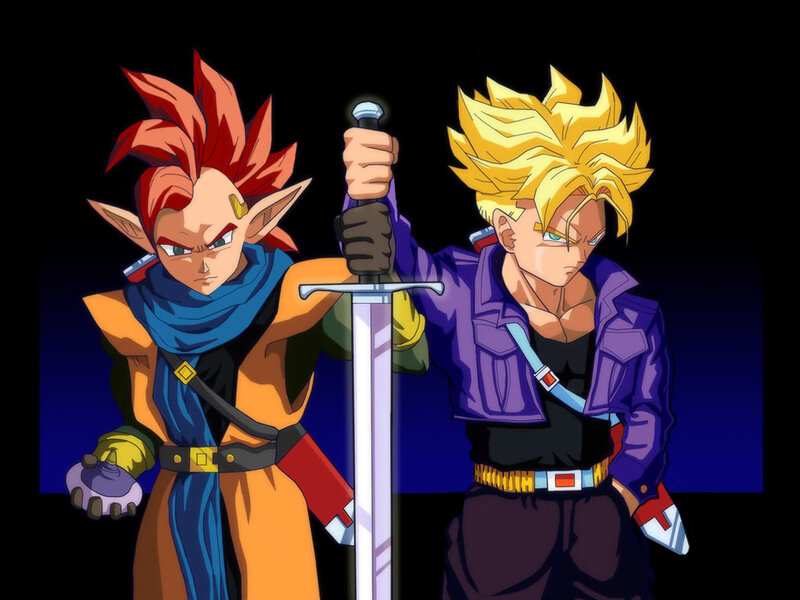 Trunks and a warrior with a sword