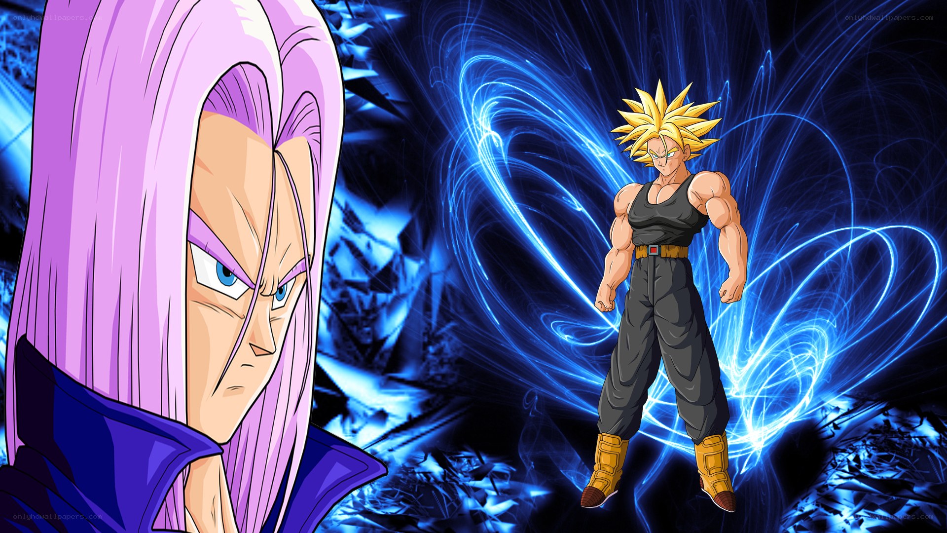 Trunks and Goku in battle