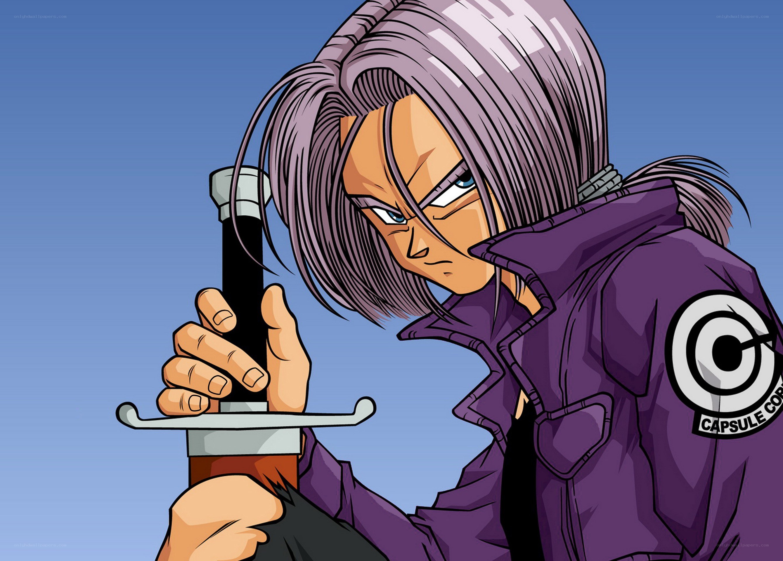 Trunks holding a sword