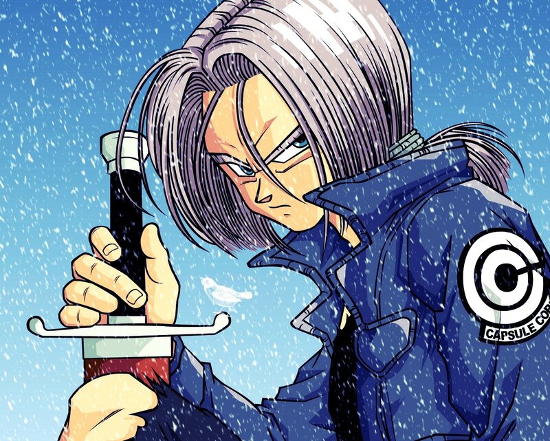Trunks in the snow with sword