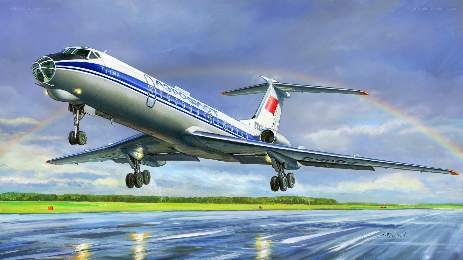 Tu-134A aircraft landing