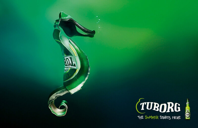Tuborg beer ad with seahorse