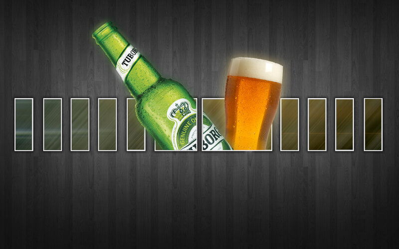 Tuborg beer bottle and glass