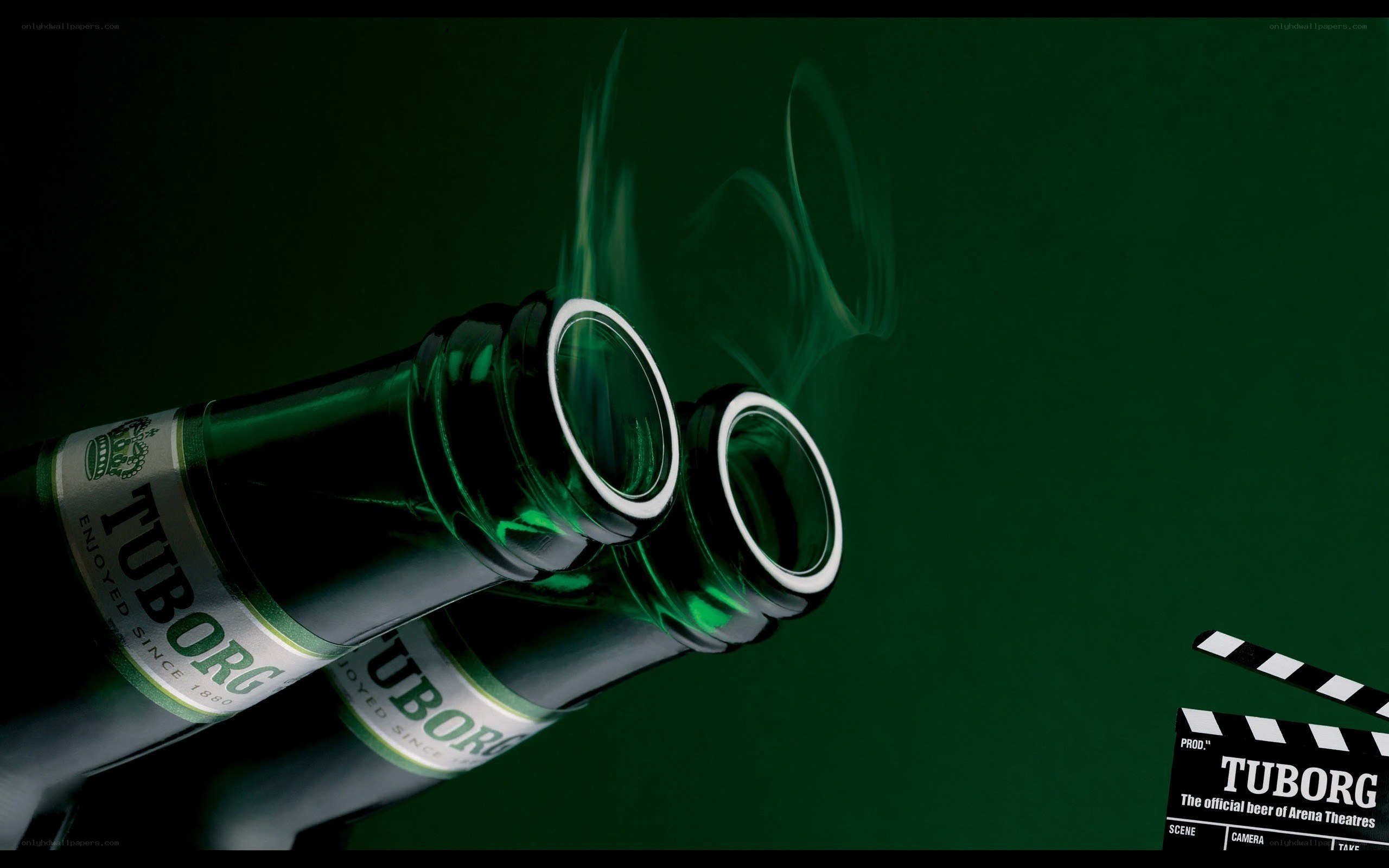 Tuborg beer bottles with clapperboard