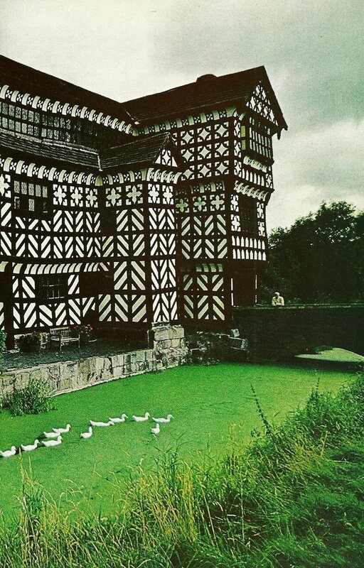 Tudor-style building with ducks