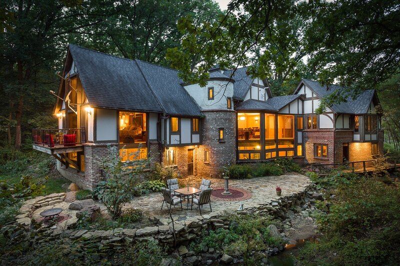 Tudor-style House at Night