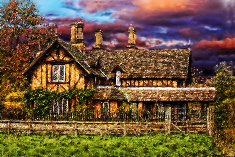 Tudor-style House — Green, Dramatic