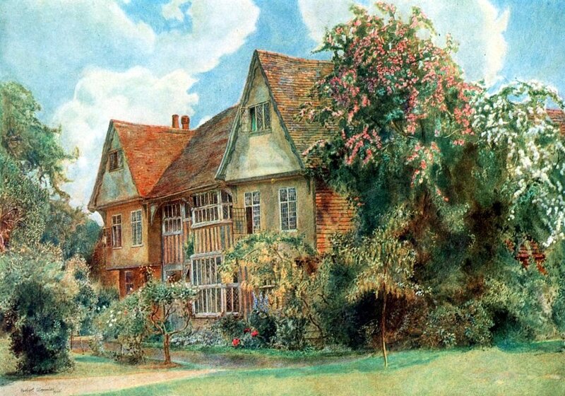 Tudor-style house in garden